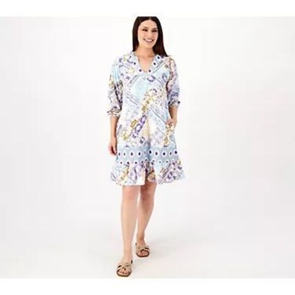 Tolani Collection patchwork Printed Dress with Ruffle womens XL NWT - Picture 3 of 11